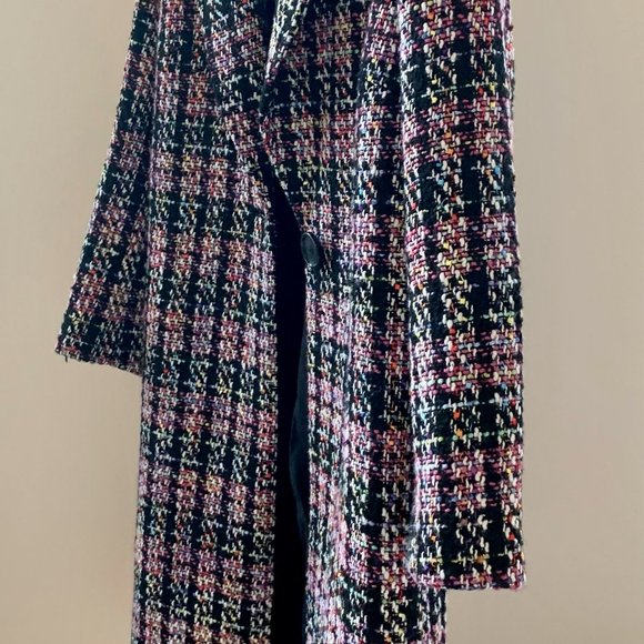 Halogen One-Button Coat (Black/Multi Color) - Picture 11 of 11
